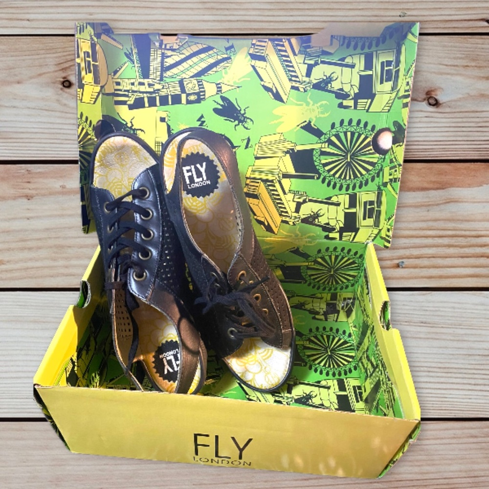 Fly London Black Wedges - Picture 2 of 14